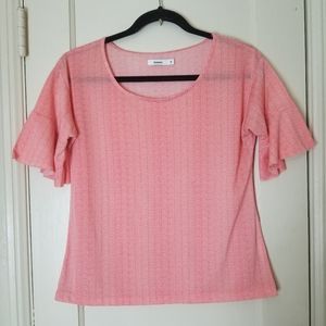 BOSSINI orange white Chevron print bell sleeve top m